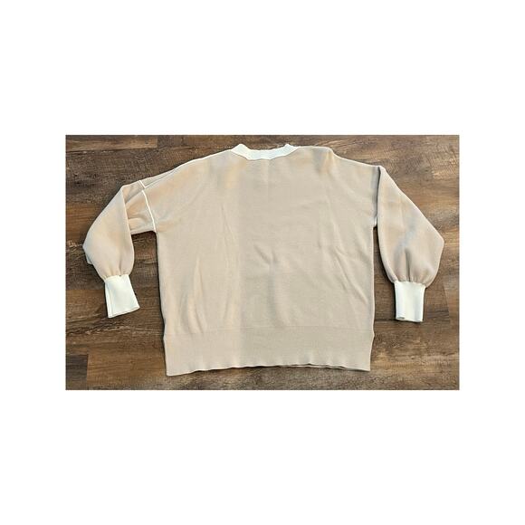 Taupe or oatmeal colored boxy knit sweater, Large - Picture 2 of 7